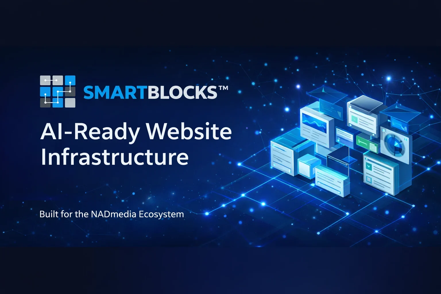 SmartBlocks logo and website infrastructure graphic
