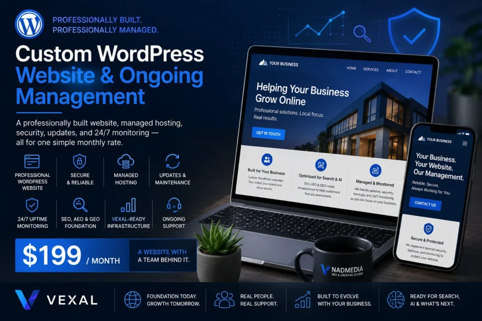 Promotional image for WordPress website management services
