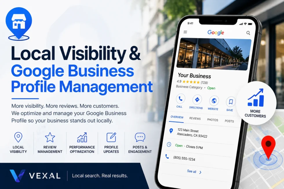 Mobile phone displaying Google Business profile for local visibility